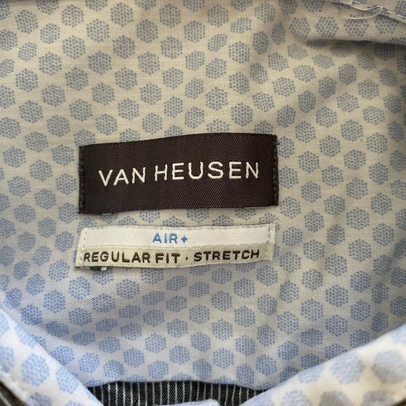 Van Heusen Button Down Shirt Grey Striped Sz L 16-16.5 - Picture 3 of 4